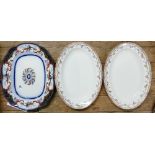 A collection of large ironstone meat platters: largest 46cm length