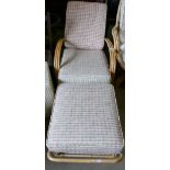 Angraves Mid Century Cane Conservatory Sun Lounger & Stool(2):
