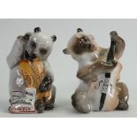 Porcelain comical musical bear figures, height 13cm.