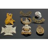 A small collection of military cap badges: