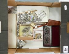 A collection of vintage ladies costume jewellery: including brooches, pendants, wristwatches,