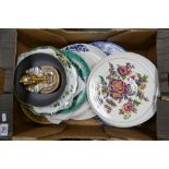 A mixed collection of decorative wall plates: