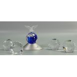 Swarovski Crystal Items to include:Crystal Planet 2000 Globe, Carnation Brown Paperweights,