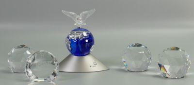 Swarovski Crystal Items to include:Crystal Planet 2000 Globe, Carnation Brown Paperweights,