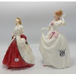 Royal Doulton Lady figures: The Ermine Coat HN1981: & seconds figure Dawn HN3600(2)