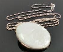 Silver Necklace with Silver mother of pearl pendant: