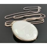 Silver Necklace with Silver mother of pearl pendant: