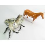 Beswick Przewalski's wild horse: ( detatched from base) number 369 of 1000 together with a palomino
