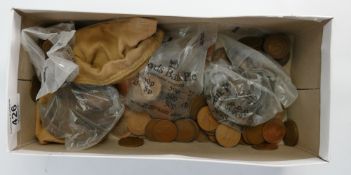 A collection of old coins: mainly copper old penny's etc