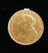 1900 gold full sovereign: Victoria and St George and the dragon.