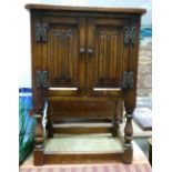 Oak Linen Fold small pot cupboard: