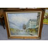 Oil on Canvas Gilt framed Parisian Street Scene: