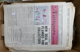 A collection of 1970s Antiques Weekly newspapers: together with similar commutative items