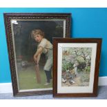 Large Pears Type Print of Child with Cricket Bat: together small child in forest similar item,