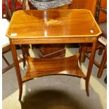 Edwardian mahogany oblong inlaid hall table: