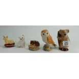 Beswick figures to include: Owl, Koala, Kitten,