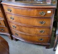Reproduction Bow fronted Chest of 4 drawers: