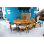 G Plan Mid Century Extending Dinning table: with matching six chairs
