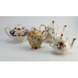 Four Sadler teapots to include: Mandarin,