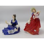 Royal Doulton Lady Figures: Rosalind HN2393 & Autumn Breezes HN1984(2)