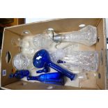 A collection of Pressed glass items to include: decanters ,