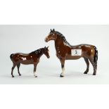 Beswick Welsh cob standing: 1793 together with mare facing right 1991 (2)