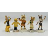 Royal Doulton Bunnykins figures: Morris Dancer DB204, Tyrolean Dancer DB242, Eskimo DB275,