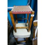 Two Mid Century Stools: together with portable Reel To Reel tape player(3)