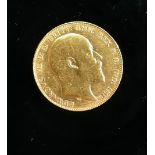 1907 gold full sovereign: Edward VII and St George and the dragon.