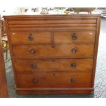Victorian 2 over 3 Chest of Drawers with Secret Compartment: top loose & bottom corner missing,