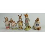 Beswick Beatrix Potter figures: Foxy Whiskered Gentleman, Mr Benjamin Bunny, Mrs Tittlemouse,
