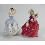 Royal Doulton lady figures: Sheila HN2742 & Autumn Breezes HN1934(2)