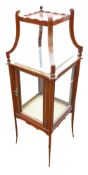 Edwardian Mahogany inlaid free standing Display Cabinet: With gallery top,