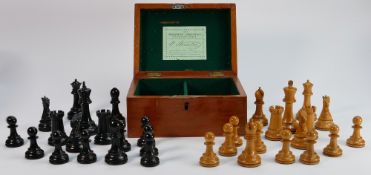 Jacques, London Staunton chess set: With turned boxwood and ebony pieces,