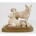 A Royal Dux figure group of a pair of wolves: Impressed 2548, height 25cm (slight chip to one ear).