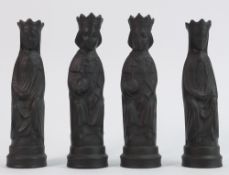 Wedgwood black Basalt King and Queen chess pieces: All dated 1972-3.