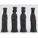 Wedgwood black Basalt King and Queen chess pieces: All dated 1972-3.