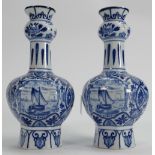 Pair of 19th century small Delft vases: Height 16cm.