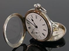 Silver English Lever pocket watch: With seconds dial with key.
