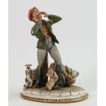 Capodimonte porcelain figure of a rag and bone boy with a dog: Signed, height 23cm.