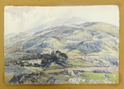 Leslie Gilbert Staffordshire moorlands scene: Watercolour on paper, 58 x 40cm.