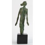 Modern art abstract green patina lady figure: Label to base reading Hardman 1938 Original Bronze '
