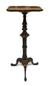 Antique Mahogany candle stand or table: Height 74cm, top measures 26.5 x 35cm.
