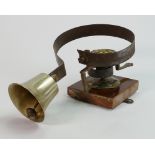 Early 20th brass Butlers bell & fitting: Overall height 25cm.