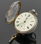 Silver English Lever pocket watch: By A Livingstone Manchester, with key.