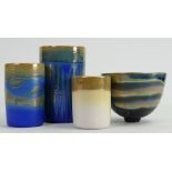 A collection of studio pottery vases: All by Marjorie Clinton in metalised glazes,