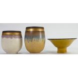 A collection of studio pottery vases: All by Hazel Johnstone in metalised glazes,