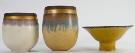 A collection of studio pottery vases: All by Hazel Johnstone in metalised glazes,