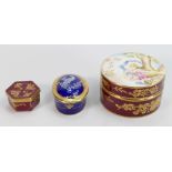 A collection of Minton prototype pill boxes: Date from 1990s including Pate sur Pate,