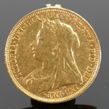 1894 gold Full Sovereign: Victoria and St George and the dragon.